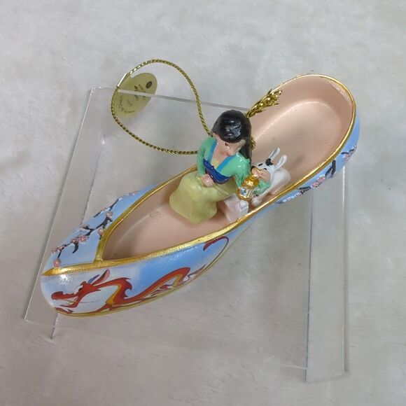 Bradford Exchange Disney Once Upon A Slipper Ornament Mulan Saved by the Dragon - Picture 4 of 8